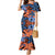 Plumeria Polynesian Pattern Mermaid Dress Unique Fantasy Orange Blue