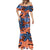 Plumeria Polynesian Pattern Mermaid Dress Unique Fantasy Orange Blue