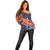 Plumeria Polynesian Pattern Off Shoulder Sweater Unique Fantasy Orange Blue