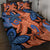 Plumeria Polynesian Pattern Quilt Bed Set Unique Fantasy Orange Blue