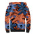 Plumeria Polynesian Pattern Sherpa Hoodie Unique Fantasy Orange Blue