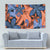 Plumeria Polynesian Pattern Tapestry Unique Fantasy Orange Blue