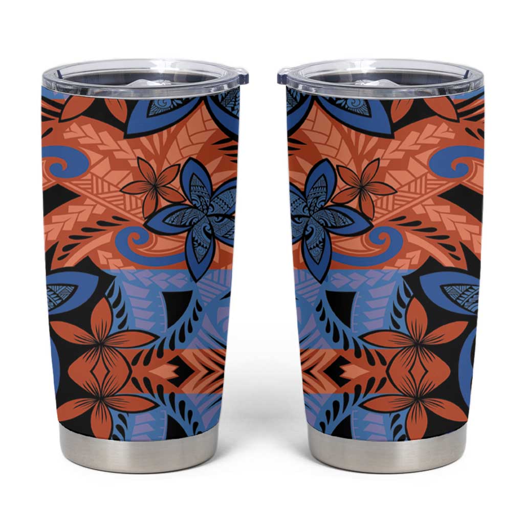 Plumeria Polynesian Pattern Tumbler Cup Unique Fantasy Orange Blue LT01 Orange - Polynesian Pride