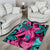 Plumeria Polynesian Pattern Area Rug Unique Fantasy Pink Teal