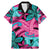 Plumeria Polynesian Pattern Family Matching Mermaid Dress and Hawaiian Shirt Unique Fantasy Pink Teal