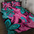 Plumeria Polynesian Pattern Quilt Bed Set Unique Fantasy Pink Teal