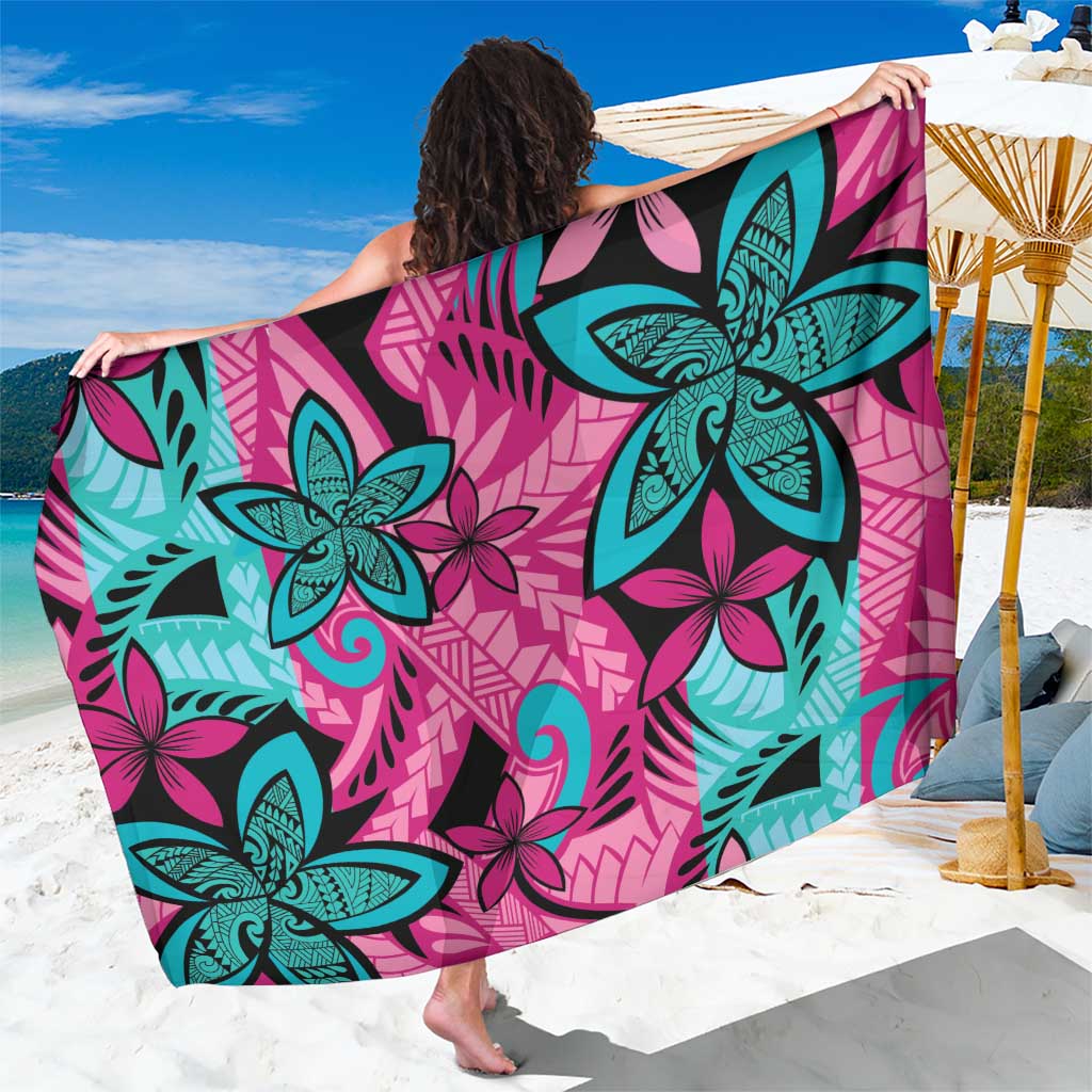 Plumeria Polynesian Pattern Sarong Unique Fantasy Pink Teal