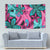 Plumeria Polynesian Pattern Tapestry Unique Fantasy Pink Teal