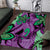Plumeria Polynesian Pattern Area Rug Unique Fantasy Purple Green