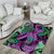 Plumeria Polynesian Pattern Area Rug Unique Fantasy Purple Green