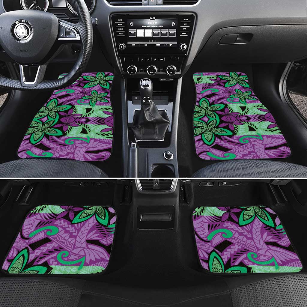 Plumeria Polynesian Pattern Car Mats Unique Fantasy Purple Green LT01 Set 4pcs Purple - Polynesian Pride