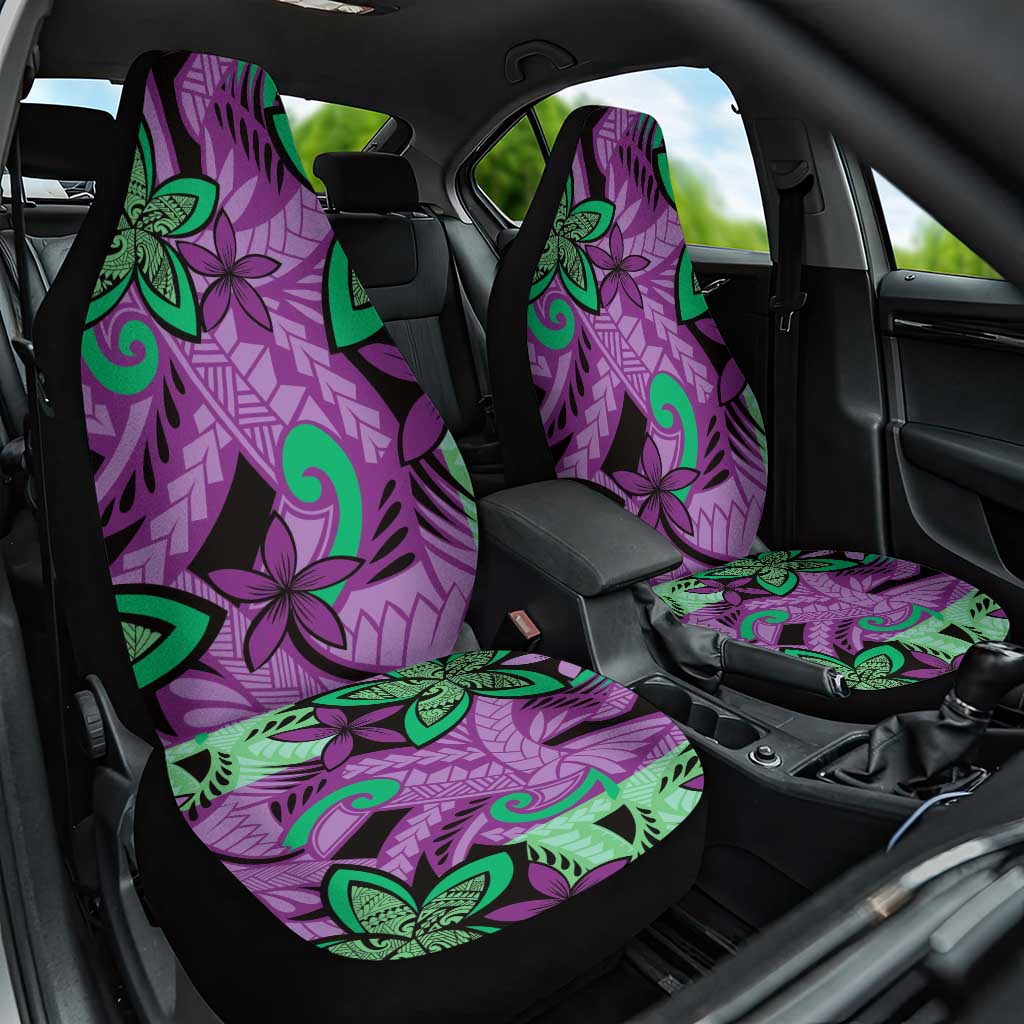 Plumeria Polynesian Pattern Car Seat Cover Unique Fantasy Purple Green