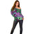 Plumeria Polynesian Pattern Off Shoulder Sweater Unique Fantasy Purple Green