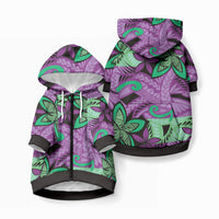 Plumeria Polynesian Pattern Pet Hoodie Unique Fantasy Purple Green LT01 Zip-up Purple - Polynesian Pride