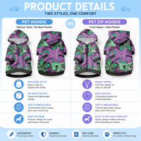 Plumeria Polynesian Pattern Pet Hoodie Unique Fantasy Purple Green LT01 - Polynesian Pride