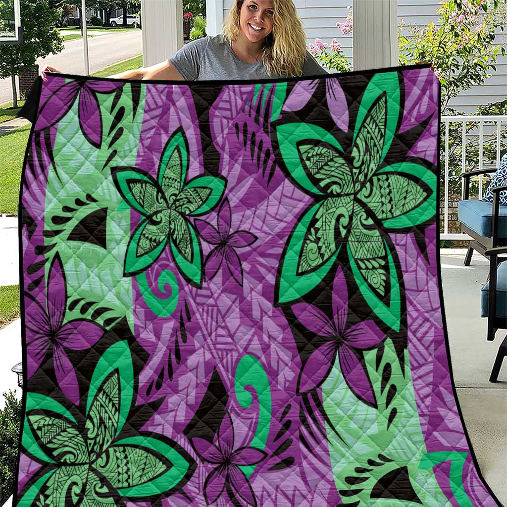 Plumeria Polynesian Pattern Quilt Unique Fantasy Purple Green LT01 Purple - Polynesian Pride