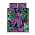 Plumeria Polynesian Pattern Quilt Bed Set Unique Fantasy Purple Green