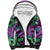 Plumeria Polynesian Pattern Sherpa Hoodie Unique Fantasy Purple Green
