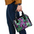 Plumeria Polynesian Pattern Shoulder Handbag Unique Fantasy Purple Green