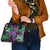 Plumeria Polynesian Pattern Shoulder Handbag Unique Fantasy Purple Green