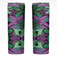 Plumeria Polynesian Pattern Skinny Tumbler Unique Fantasy Purple Green LT01 Purple - Polynesian Pride