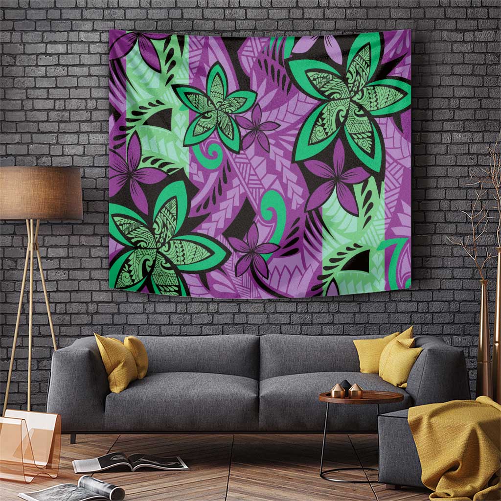 Plumeria Polynesian Pattern Tapestry Unique Fantasy Purple Green LT01 Purple - Polynesian Pride