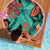 Plumeria Polynesian Pattern Beach Blanket Unique Fantasy Teal Orange
