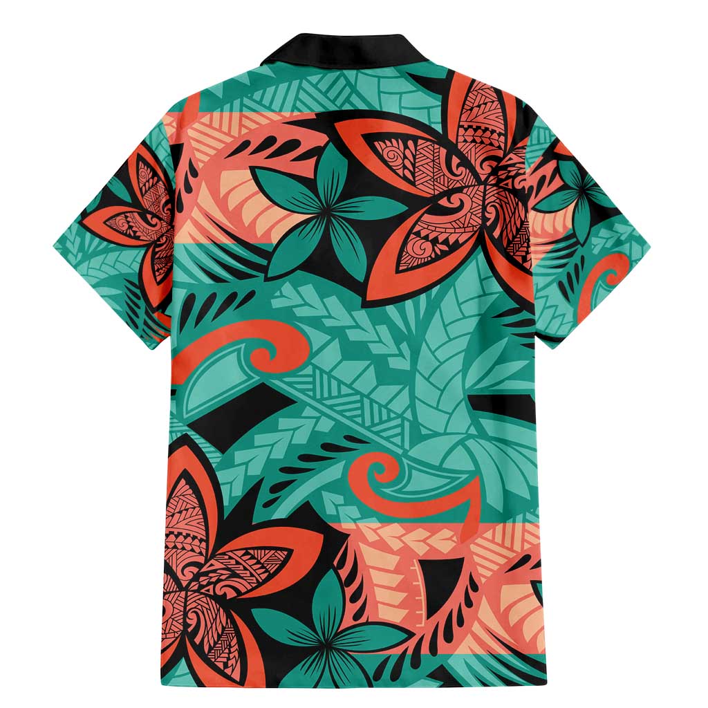 Plumeria Polynesian Pattern Family Matching Mermaid Dress and Hawaiian Shirt Unique Fantasy Teal Orange LT01 - Polynesian Pride