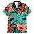 Plumeria Polynesian Pattern Family Matching Off Shoulder Short Dress and Hawaiian Shirt Unique Fantasy Teal Orange