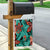 Plumeria Polynesian Pattern Garden Flag Unique Fantasy Teal Orange