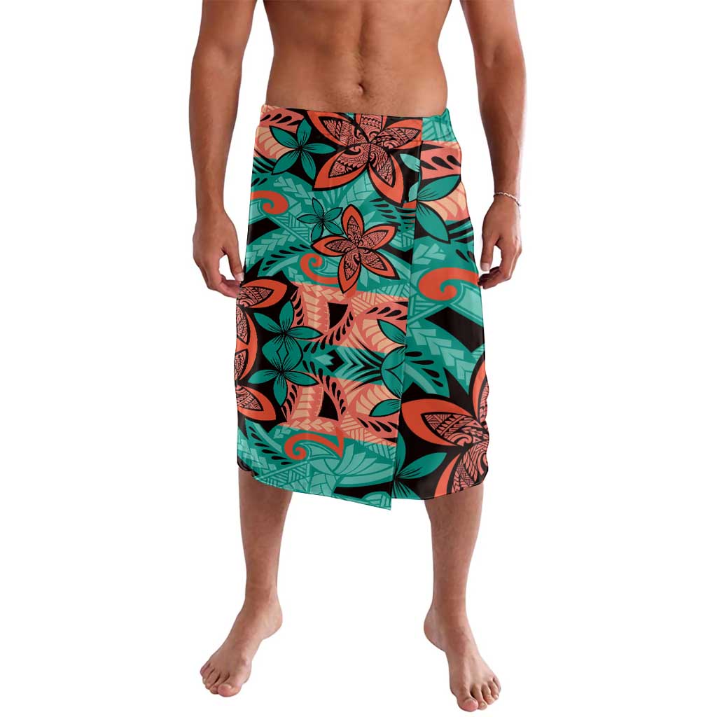 Plumeria Polynesian Pattern Lavalava Unique Fantasy Teal Orange