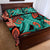 Plumeria Polynesian Pattern Quilt Bed Set Unique Fantasy Teal Orange
