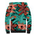 Plumeria Polynesian Pattern Sherpa Hoodie Unique Fantasy Teal Orange