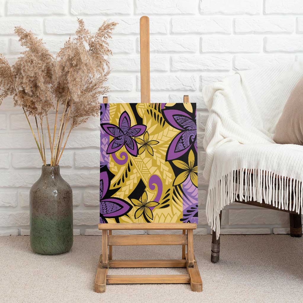Plumeria Polynesian Pattern Canvas Wall Art Unique Fantasy Yellow Purple