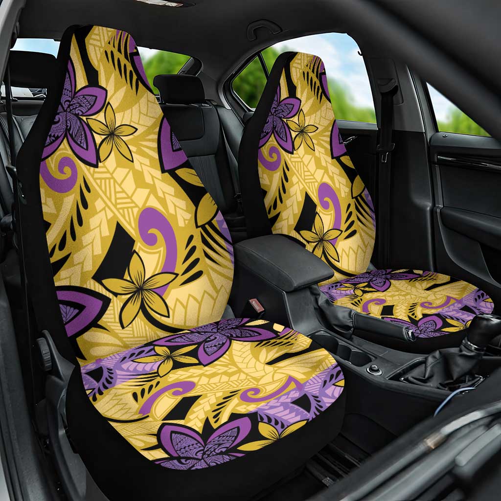 Plumeria Polynesian Pattern Car Seat Cover Unique Fantasy Yellow Purple LT01 One Size Yellow - Polynesian Pride