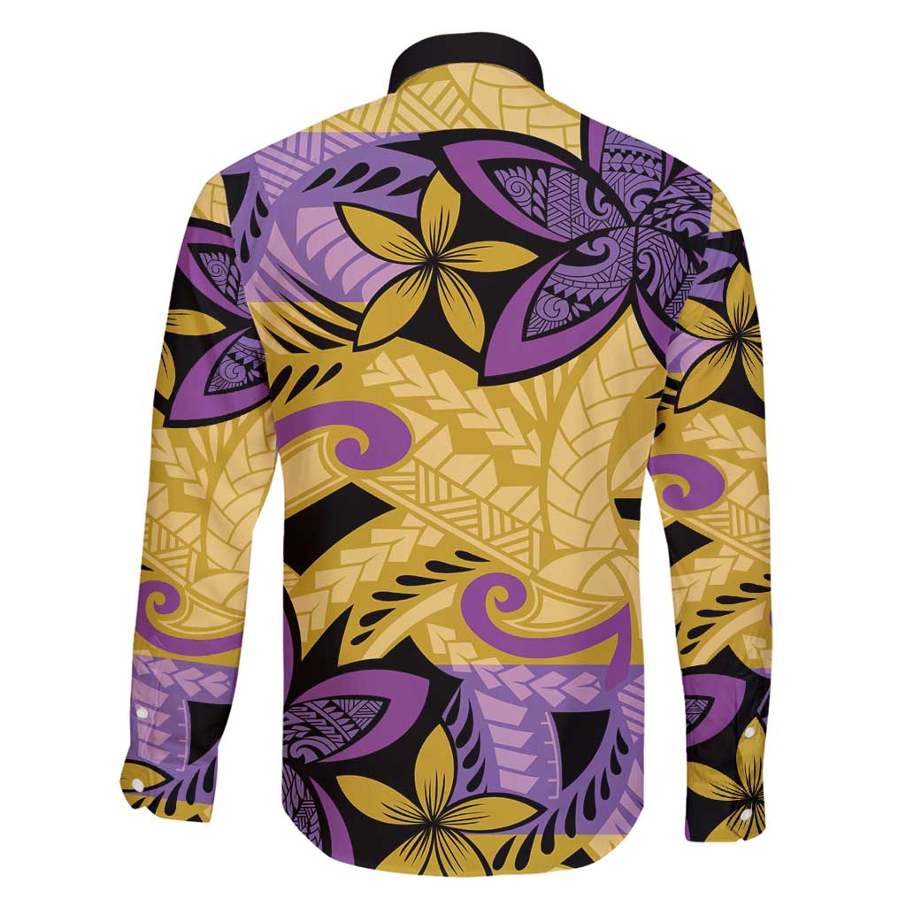 Plumeria Polynesian Pattern Family Matching Mermaid Dress and Hawaiian Shirt Unique Fantasy Yellow Purple LT01 - Polynesian Pride