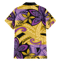 Plumeria Polynesian Pattern Family Matching Off Shoulder Maxi Dress and Hawaiian Shirt Unique Fantasy Yellow Purple LT01 - Polynesian Pride