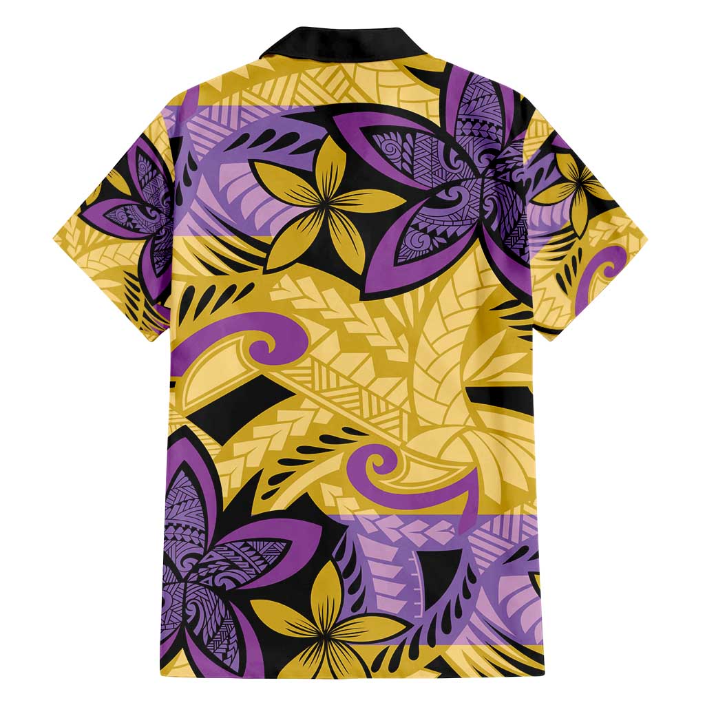 Plumeria Polynesian Pattern Family Matching Summer Maxi Dress and Hawaiian Shirt Unique Fantasy Yellow Purple LT01 - Polynesian Pride
