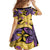 Plumeria Polynesian Pattern Family Matching Tank Maxi Dress and Hawaiian Shirt Unique Fantasy Yellow Purple