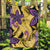 Plumeria Polynesian Pattern Garden Flag Unique Fantasy Yellow Purple