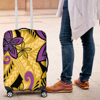 Plumeria Polynesian Pattern Luggage Cover Unique Fantasy Yellow Purple