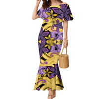 Plumeria Polynesian Pattern Mermaid Dress Unique Fantasy Yellow Purple LT01 Women Yellow - Polynesian Pride