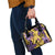 Plumeria Polynesian Pattern Shoulder Handbag Unique Fantasy Yellow Purple