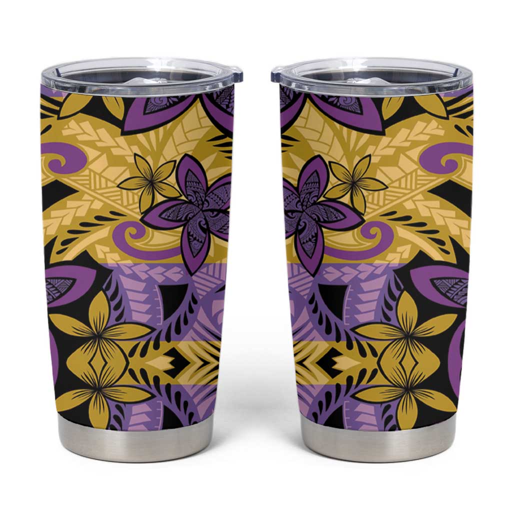 Plumeria Polynesian Pattern Tumbler Cup Unique Fantasy Yellow Purple LT01 Yellow - Polynesian Pride