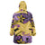 Plumeria Polynesian Pattern Wearable Blanket Hoodie Unique Fantasy Yellow Purple