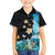 Blue Grunge Polynesian Pattern Hawaiian Shirt Plumeria Floral