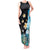 Blue Grunge Polynesian Pattern Tank Maxi Dress Plumeria Floral