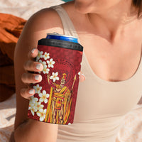 Hawaii King Kamehameha 4 in 1 Can Cooler Tumbler Plumeria Lauhala Pattern