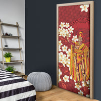Hawaii King Kamehameha Door Cover Plumeria Lauhala Pattern