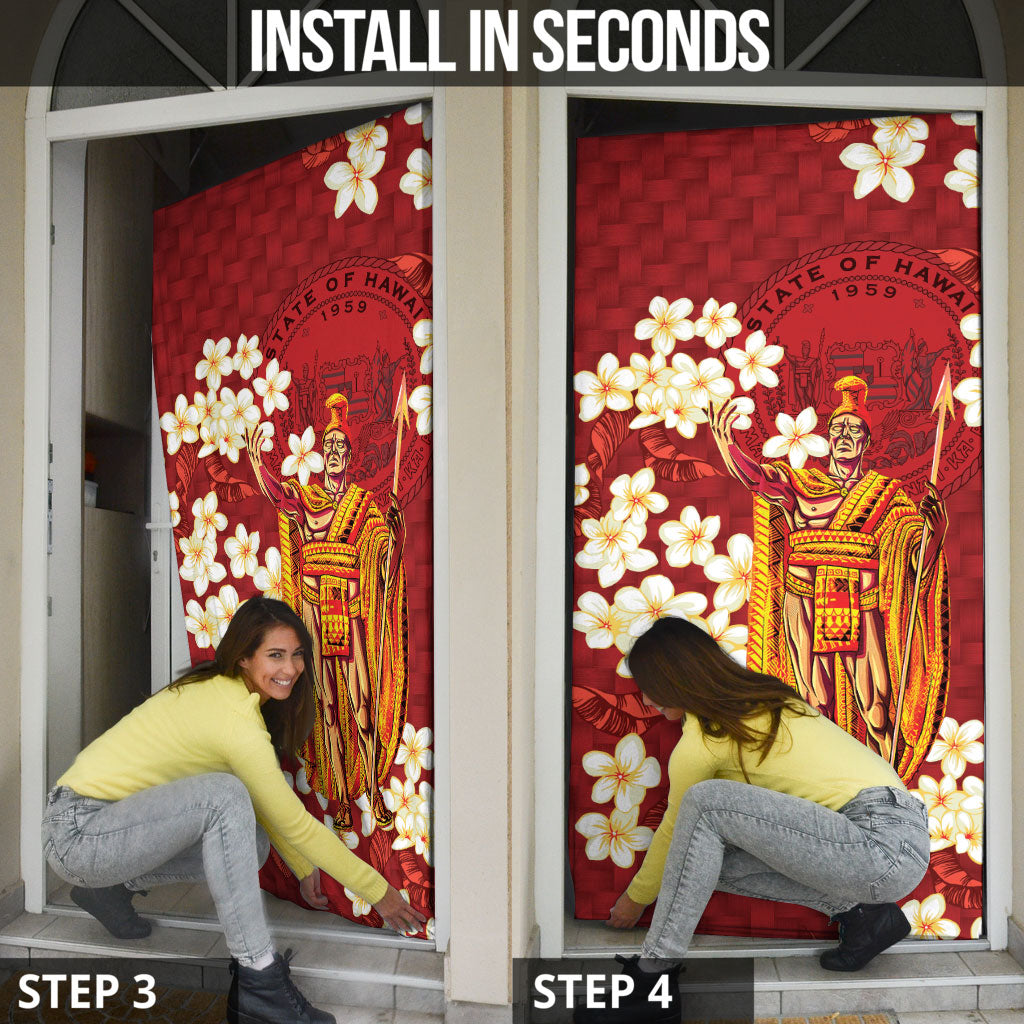 Hawaii King Kamehameha Door Cover Plumeria Lauhala Pattern